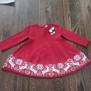 Christmaz Dress Red Casual Knee-length A-line Dress with Long Sleeves